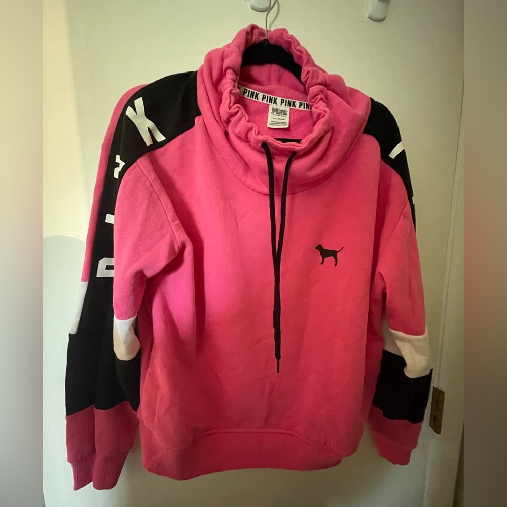 Pink sweatshirt funnel neck size L